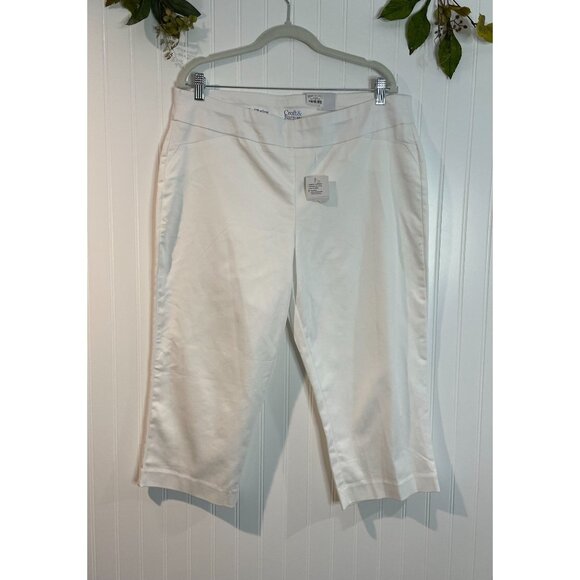 Croft & Barrow Womens Mid Rise Regular Capris White 16 - Picture 1 of 12